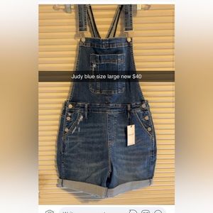 Judy Blue Overalls, shorts with Roll Cuff.  Size L.  NWT